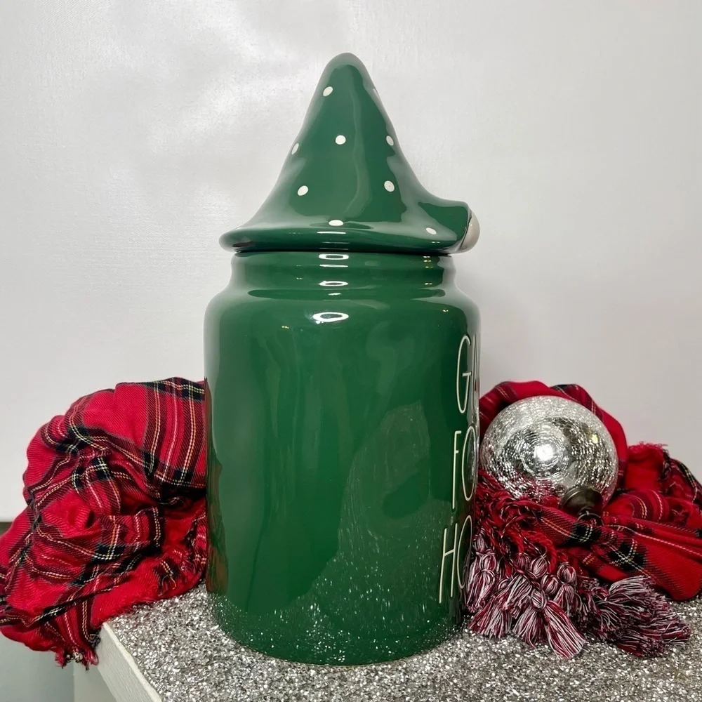 Rae Dunn Holiday Cookie Jar Green Gnome For The Holidays Christmas Decor New